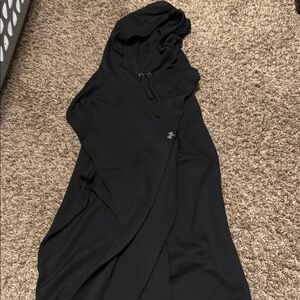 Black Hooded under armour waffle knit long sleeve light weight hoodie